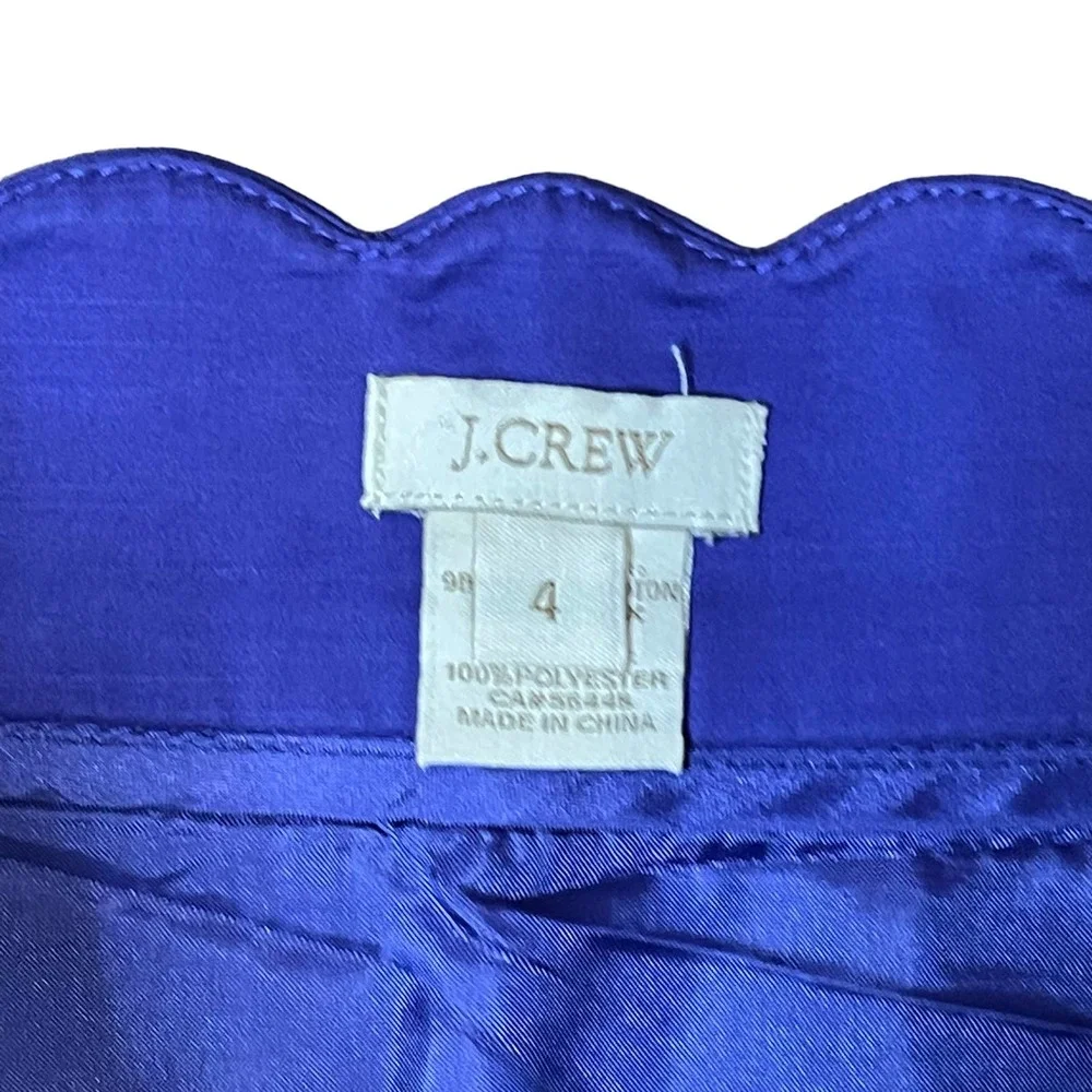 J. Crew Skirt Size 4 Blue Women Lined Cotton Stretch Blend Scalloped Waist 26X17
